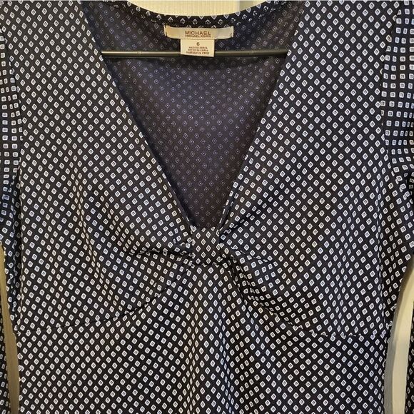 MICHAEL Michael Kors navy blue with white diamond detail 1/2 sleeve maxi dress - Picture 2 of 6